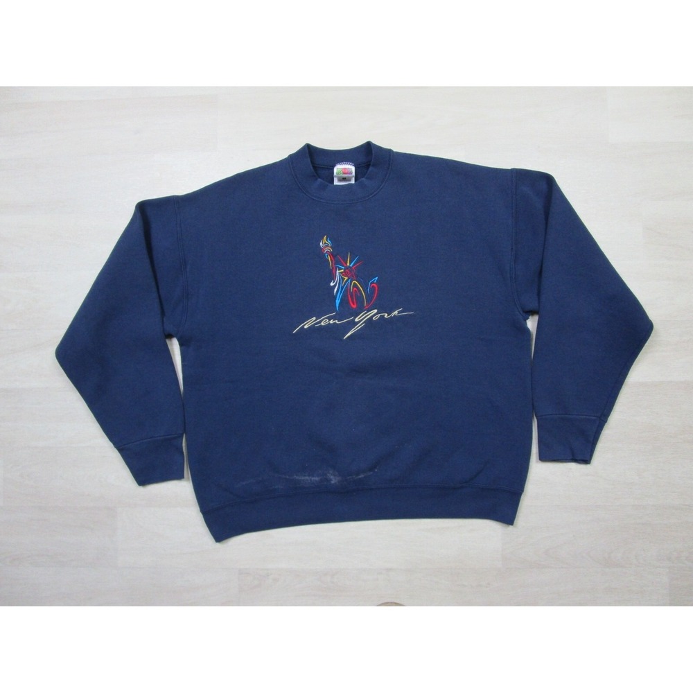 Vintage New York City Crewneck Statue of Liberty Sweatshirt Blue Adult (L) 1990s